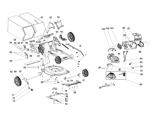 DEWALT Ersatzteile RASENMAHER DCMWP134N Typ: 1 XJ