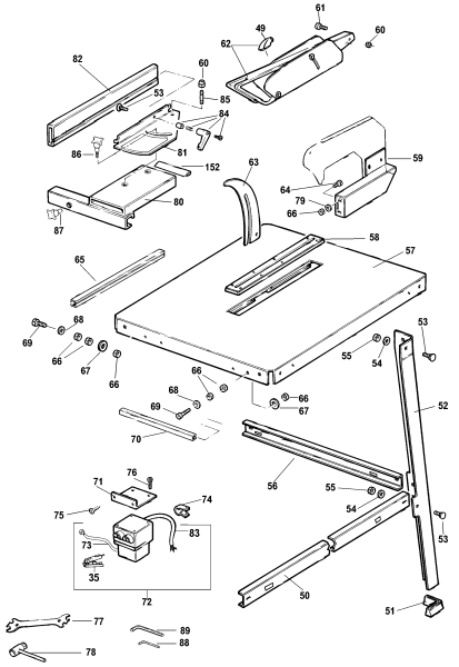 DEWALT Ersatzteile TISCH SAGEN DW740 Typ: A2 QV