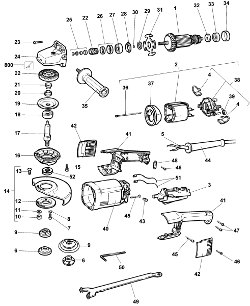DEWALT Ersatzteile WINKELSCHLEIFER DW852-G3 Typ: 2 QU