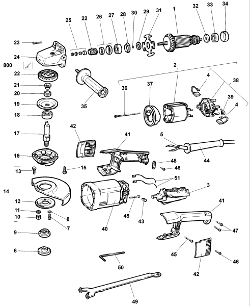 DEWALT Ersatzteile WINKELSCHLEIFER DW848-G3 Typ: 2 QU