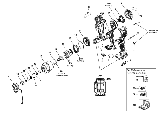 DEWALT Ersatzteile SCHLAGSCHRAUBER DCF860N Typ: 1 XJ