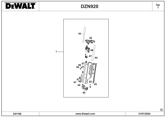 DEWALT Ersatzteile MAGAZIN DZN920 Typ: 1 QU