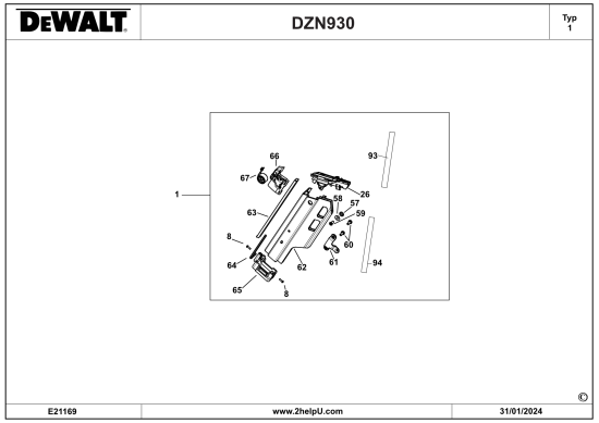 DEWALT Ersatzteile MAGAZIN DZN930 Typ: 1 QU