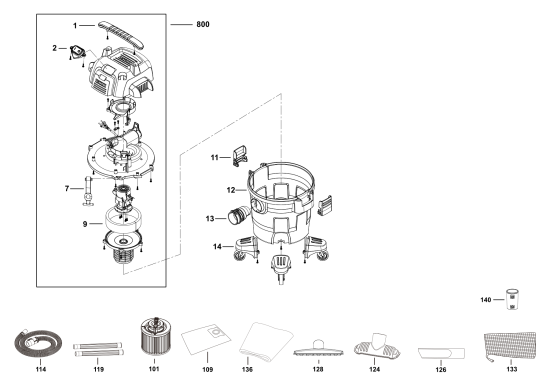 DEWALT Ersatzteile NASSTROCKEN SAUGER DXV20P Typ: 1 QS