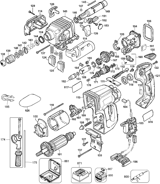 DEWALT Ersatzteile DREHHAMMER DW004K Typ: 1 QU