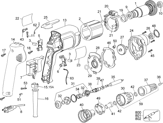 DEWALT Ersatzteile SCHRAUBENDREHER DW251 Typ: 1 QU