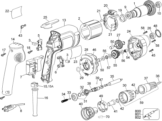 DEWALT Ersatzteile SCHRAUBENDREHER DW257 Typ: 2 QU