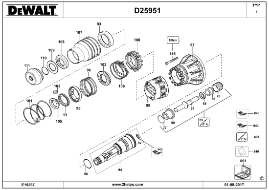 DEWALT Ersatzteile MEISSELHAMMER D25951K Typ: 1 QS