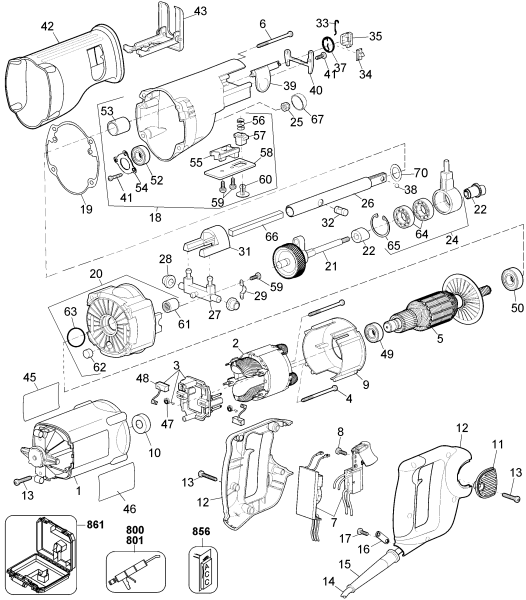 DEWALT Ersatzteile SÄBELSÄGE DW309K Typ: 2 QS