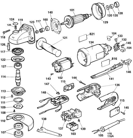 DEWALT Ersatzteile WINKELSCHLEIFER DW406 Typ: 1 QU