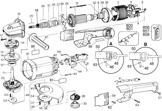 DEWALT Ersatzteile WINKELSCHLEIFER DW474 Typ: 1 QU