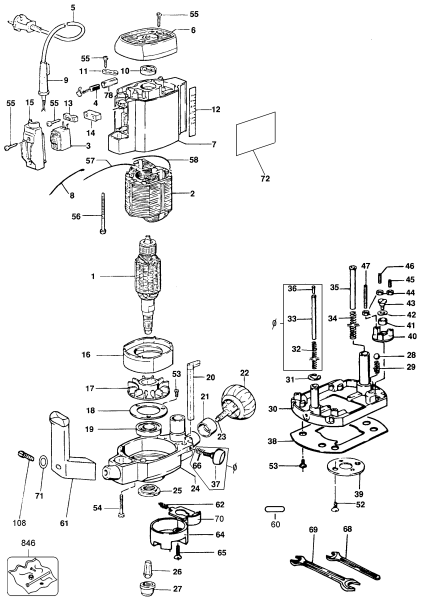 DEWALT Ersatzteile FRÄSMASCHINE D614-04 Typ: 2 QU