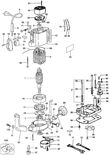 DEWALT Ersatzteile FRÄSMASCHINE DW615 Typ: 2 QU