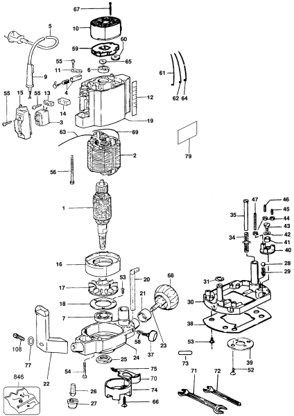 DEWALT Ersatzteile FRÄSMASCHINE DW615 Typ: 3 QU