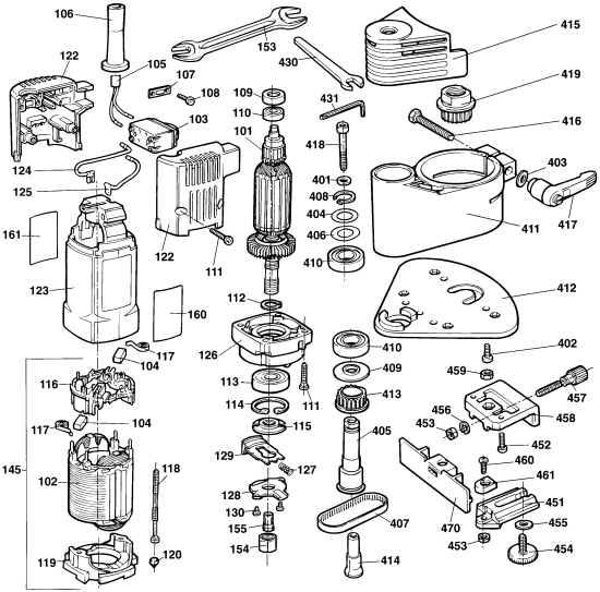 DEWALT Ersatzteile LAMELLENTRIMMER DW672 Typ: 1 QU