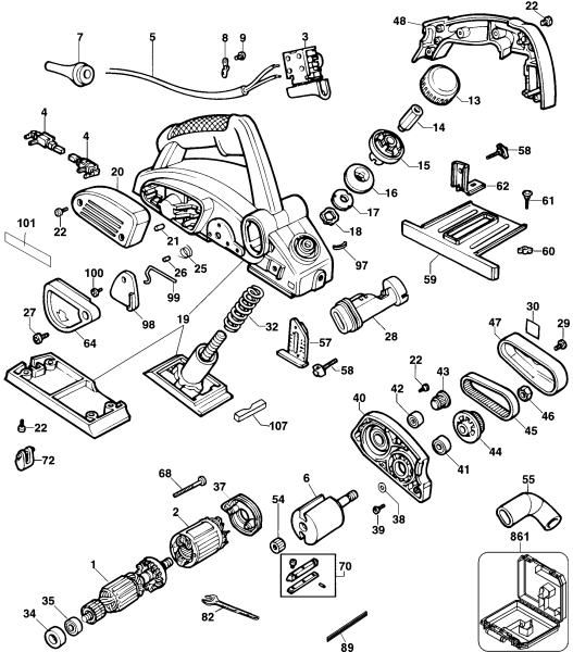 DEWALT Ersatzteile HOBELMASCHINE DW678 Typ: 1 QU