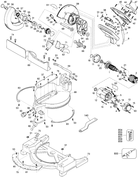 DEWALT Ersatzteile GEHRUNGSSÄGE DW704 Typ: 5 QU