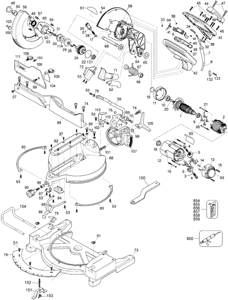 DEWALT Ersatzteile GEHRUNGSSÄGE DW705 Typ: 5 QU