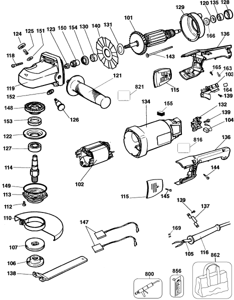 DEWALT Ersatzteile WINKELSCHLEIFER DW840 Typ: 1 QU