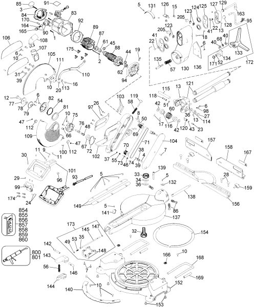 DEWALT Ersatzteile GEHRUNGSSÄGE DW708 Typ: 1 QU