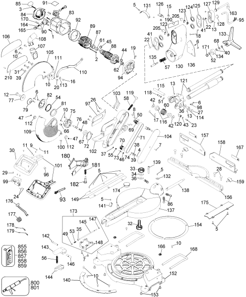 DEWALT Ersatzteile GEHRUNGSSÄGE DW708 Typ: 1 QS