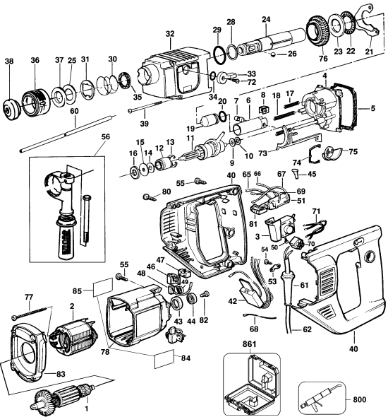 DEWALT Ersatzteile DREHHAMMER DW557K Typ: 200 QU