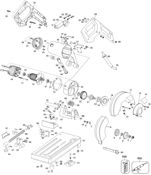 DEWALT Ersatzteile SCHROTSÄGE DW874 Typ: 1 QU