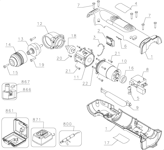 DEWALT Ersatzteile RIGHT ANGLE DRILL DW955 Typ: 1 QU