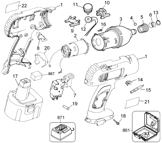 DEWALT Ersatzteile SCHLAGSCHRAUBER DW967K Typ: 1 QU