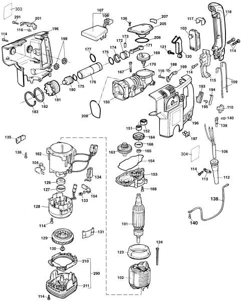 DEWALT Ersatzteile DREHHAMMER DW541K220 Typ: 103 QU