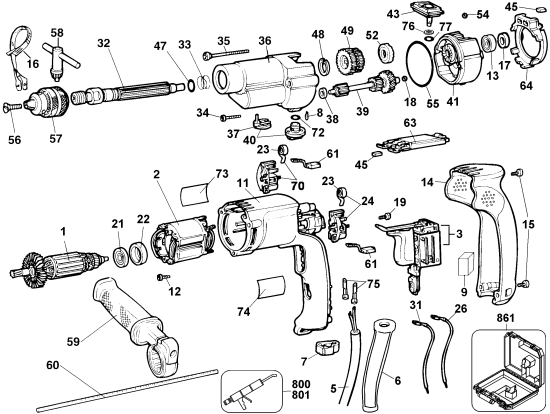 DEWALT Ersatzteile BOHRHAMMER DW505 Typ: 1 QU