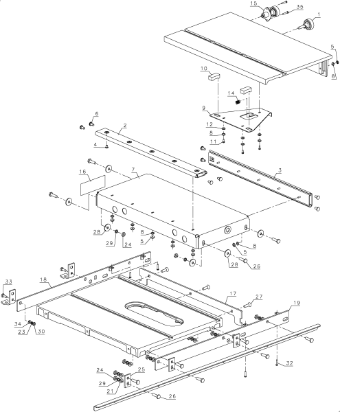 DEWALT Ersatzteile SCHIEBETISCH DW7461 Typ: 1 QU
