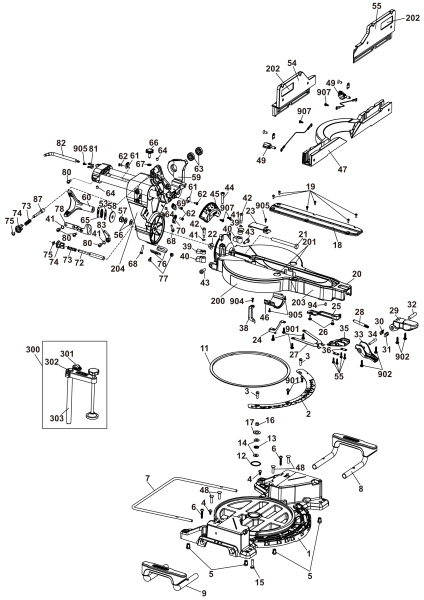 DEWALT Ersatzteile GEHRUNGSSÄGE DCS781B Typ: 20 QU
