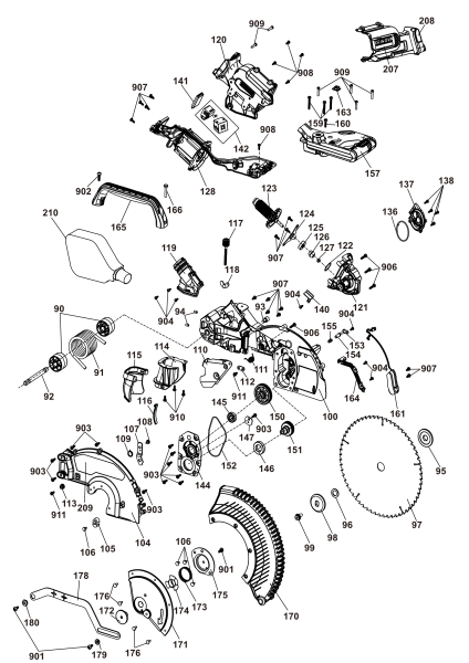 DEWALT Ersatzteile GEHRUNGSSÄGE DCS781X2 Typ: 21 QW