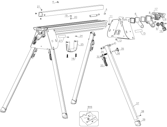 DEWALT Ersatzteile BEINSTÄNDER DWX724 Typ: 30 QU