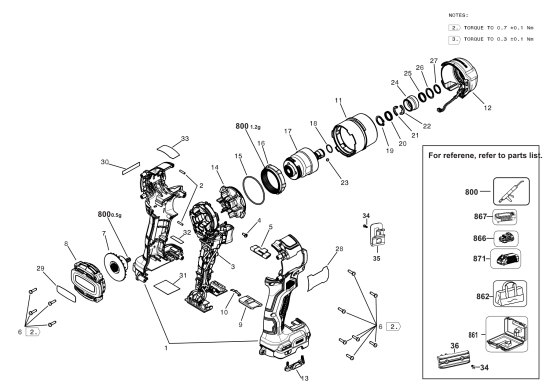 DEWALT Ersatzteile SCHLAGSCHRAUBER DCF870N Typ: 1 XJ