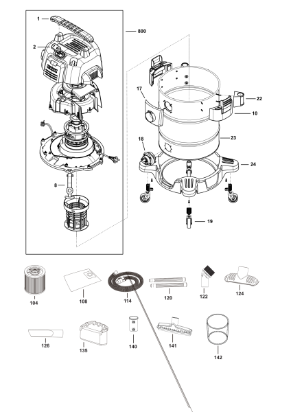 DEWALT Ersatzteile NASSTROCKEN SAUGER DXV38S-QT Typ: 1 QS