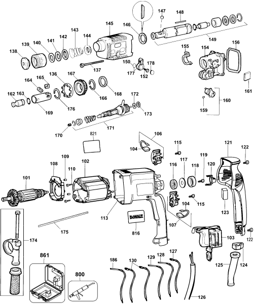 DEWALT Ersatzteile DREHHAMMER DW563K Typ: 3 QU