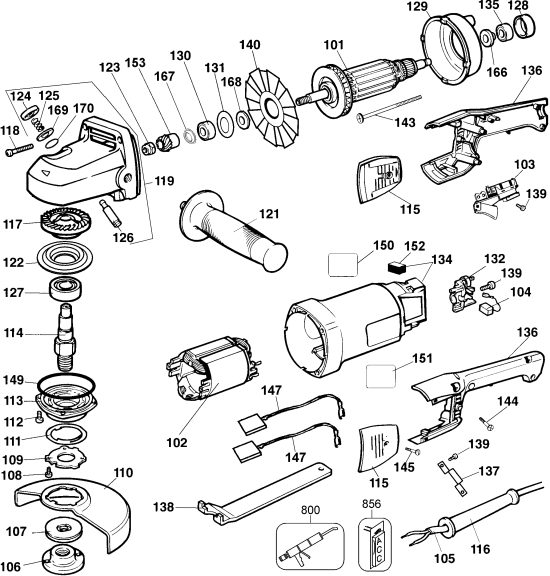 DEWALT Ersatzteile WINKELSCHLEIFER DW831 Typ: 2 QU