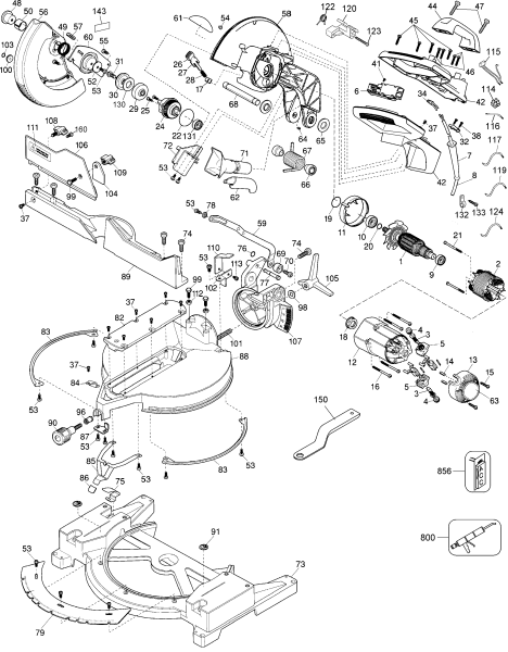 DEWALT Ersatzteile GEHRUNGSSÄGE DW705 Typ: 4 QS