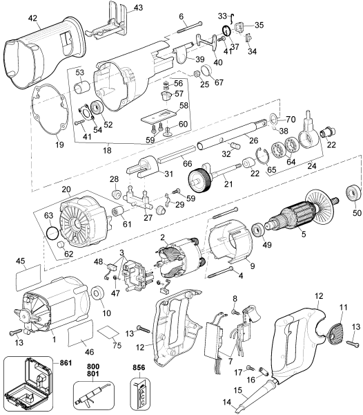 DEWALT Ersatzteile SÄBELSÄGE DW309K Typ: 3 QU