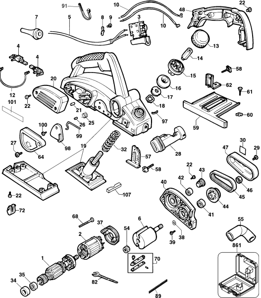 DEWALT Ersatzteile HOBELMASCHINE DW678K Typ: 2 QU