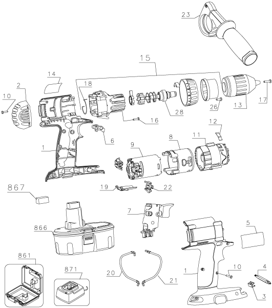 DEWALT Ersatzteile DW988K-2 Typ: 1 QU