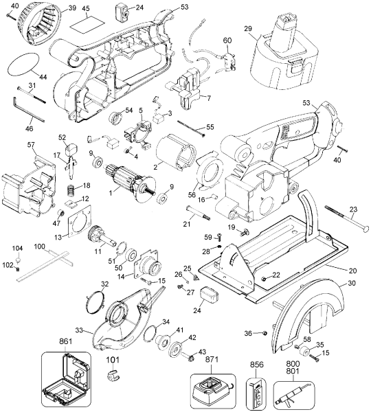 DEWALT Ersatzteile AKKU HANDKREISSAGE DW936 Typ: 1 QU