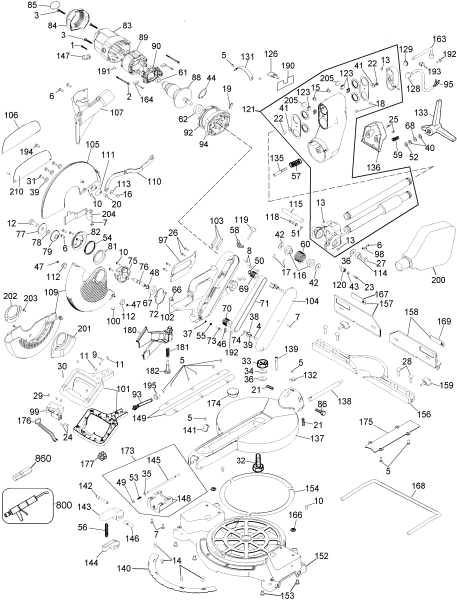 DEWALT Ersatzteile GEHRUNGSSÄGE DW708 Typ: 3 QS