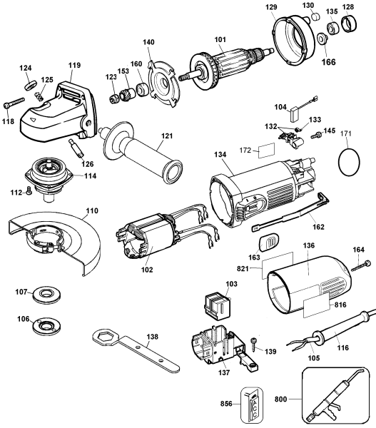 DEWALT Ersatzteile KLEINER WINKELSCHLEIFER DW818 Typ: 4 QU
