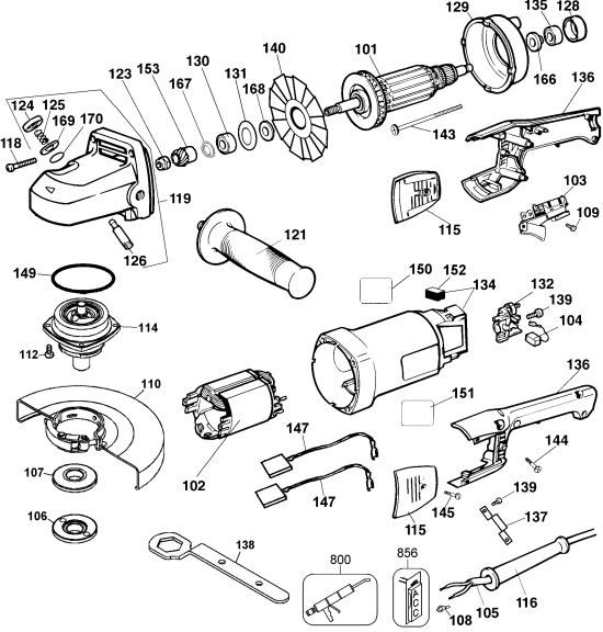 DEWALT Ersatzteile WINKELSCHLEIFER DW831 Typ: 3 QU