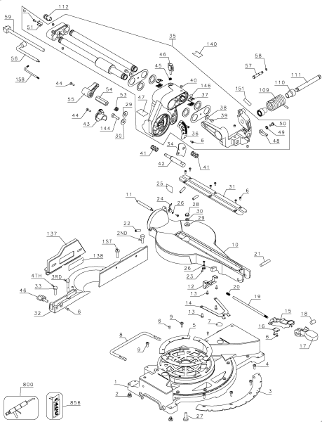 DEWALT Ersatzteile GEHRUNGSSÄGE DW712 Typ: 1 QU