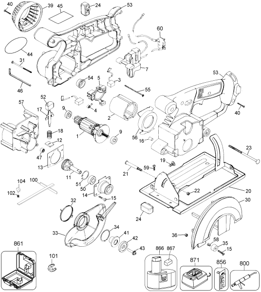 DEWALT Ersatzteile AKKU HANDKREISSAGE DW936K Typ: 2 QU