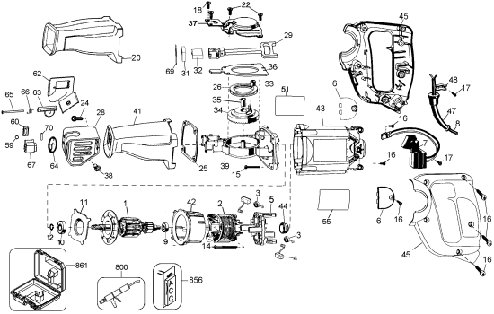 DEWALT Ersatzteile SÄBELSÄGE DW303MK Typ: 2 QU